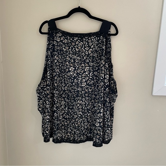 FA Concept Gilet “Doris” Flowy Lace Trim, Black/Tan/Cream, Size XL - Picture 2 of 9